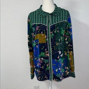 CABI Floral Patchwork Button-Up Blouse